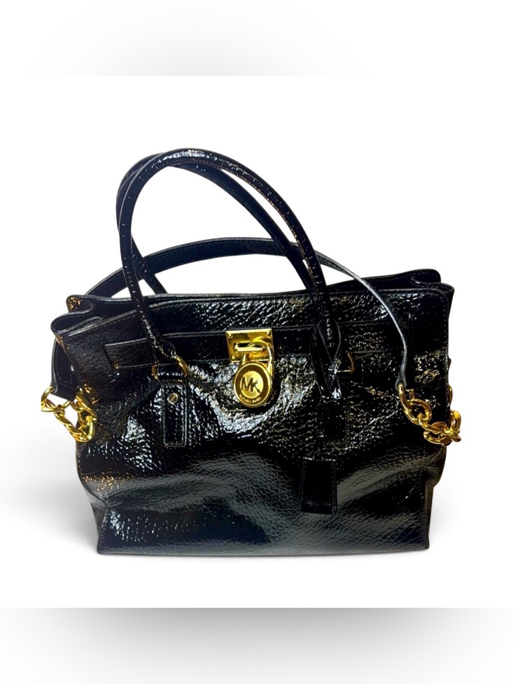 Michael Kors Black Patent Leather Tote Bag
